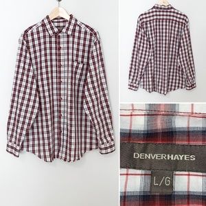 Denver Hayes Navy/Red Plaid Men’s Button Down - LG